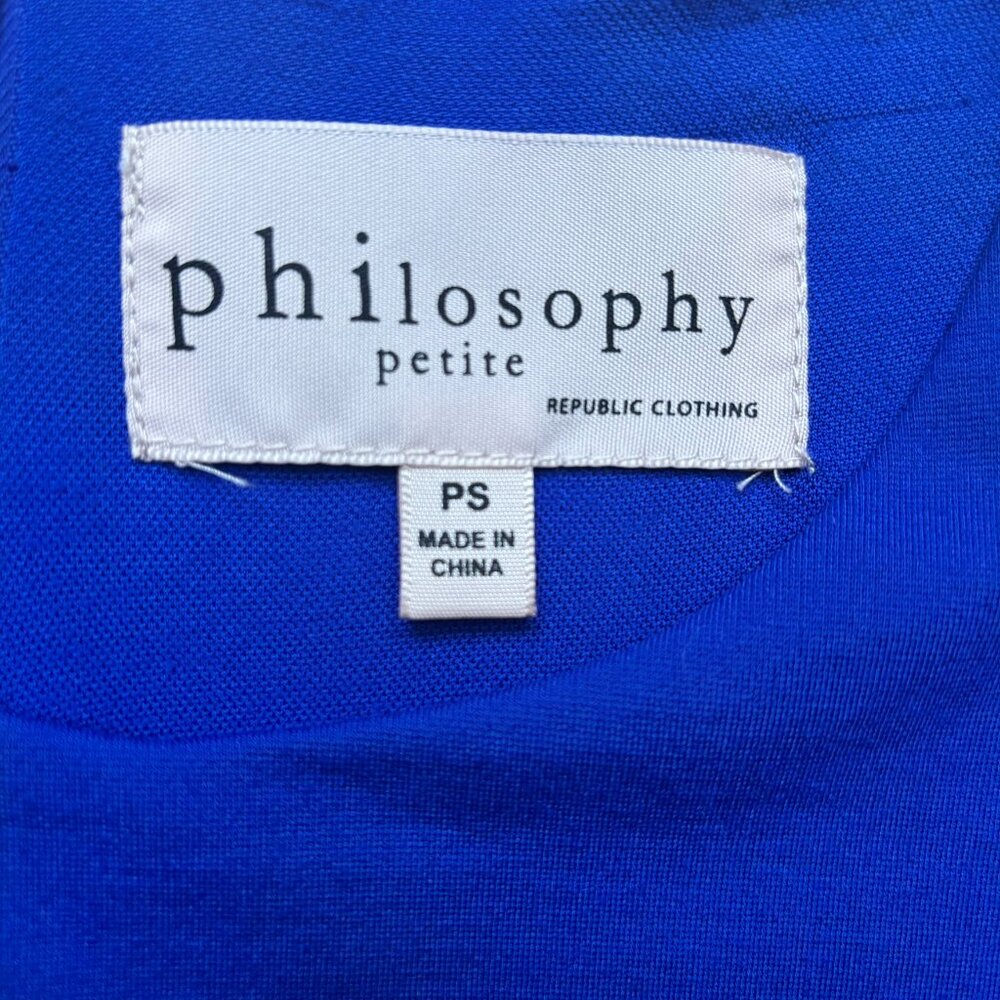 Philosophy Royal Blue Peplum Sleeveless Top Petite Small PS Career Party Stretch - Picture 4 of 4